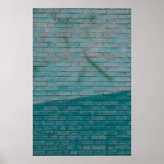 Blauwe en witte muur poster (Voorkant)