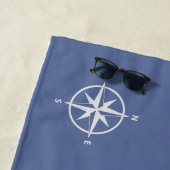 Blauwe en witte Nantucket Beach Towel Strandlaken (In situ)