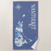 Blauwe en witte Nantucket Beach Towel Strandlaken (Voorkant)