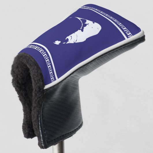 Blauwe en witte Nantucket Island - Griekse sleutel Golfheadcover (3/4 voorkant)