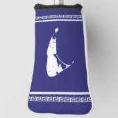 Blauwe en witte Nantucket Island - Griekse sleutel Golfheadcover (Draai 90)
