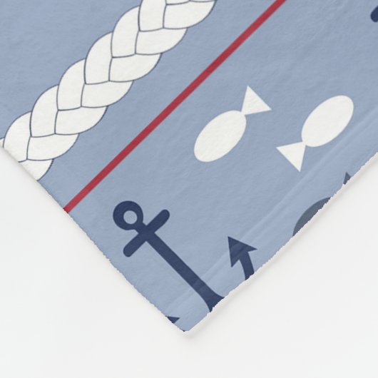 Blauwe en witte Nautische ankers Fleece Deken (Hoek)