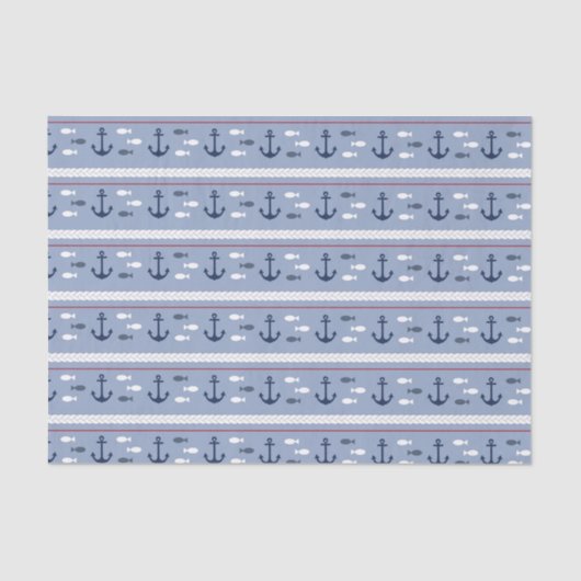 Blauwe en witte Nautische ankers Tissuepapier (Voorkant)