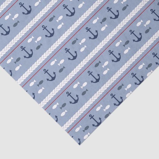 Blauwe en witte Nautische ankers Tissuepapier (Detail)