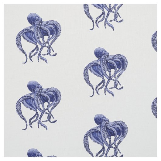 Blauwe en witte octopus stof (Swatch)
