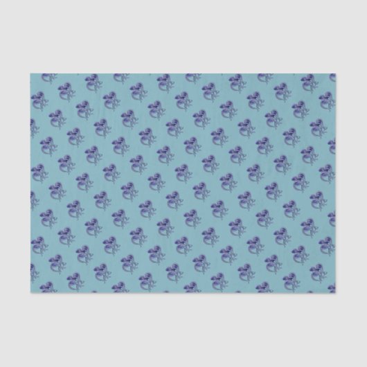 Blauwe en witte octopus tissuepapier (Voorkant)