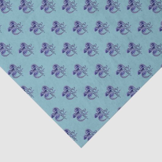 Blauwe en witte octopus tissuepapier (Detail)