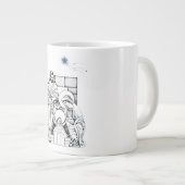 Blauwe en witte oorspronkelijke dikte grote koffiekop (Voorkant rechts)