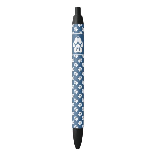 Blauwe en witte ovendrukken en  monogram zwarte inkt pen (Voorkant Verticaal)