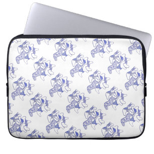 Blauwe en witte paarden laptophoes laptop sleeve