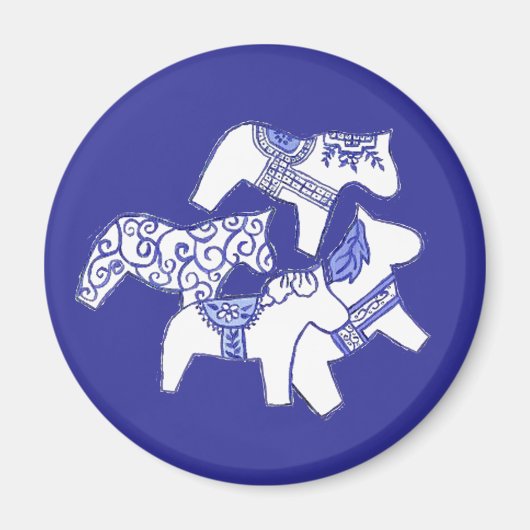 Blauwe en witte paarden Magnet (Voorkant)