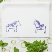 Blauwe en witte paarden MoJo Kitchen handdoek (Gevouwen)