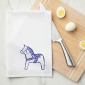 Blauwe en witte paarden MoJo Kitchen handdoek (Quarter Fold)