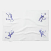 Blauwe en witte paarden MoJo Kitchen handdoek (Horizontaal)