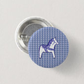 Blauwe en witte paarden ronde button 3,2 cm (Voorkant /achterkant)