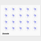 Blauwe en witte paarden ronde sticker (Vel)