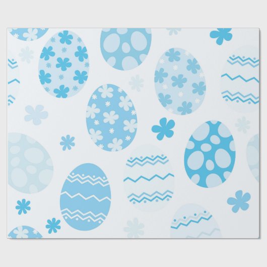 Blauwe en witte paaseieren cadeaupapier (Vlak)