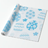 Blauwe en witte paaseieren cadeaupapier (Uitgerold)