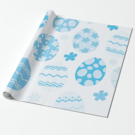 Blauwe en witte paaseieren cadeaupapier
