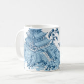 Blauwe en Witte Pagoda Chinoiserie Koffiemok (Voorkant links)