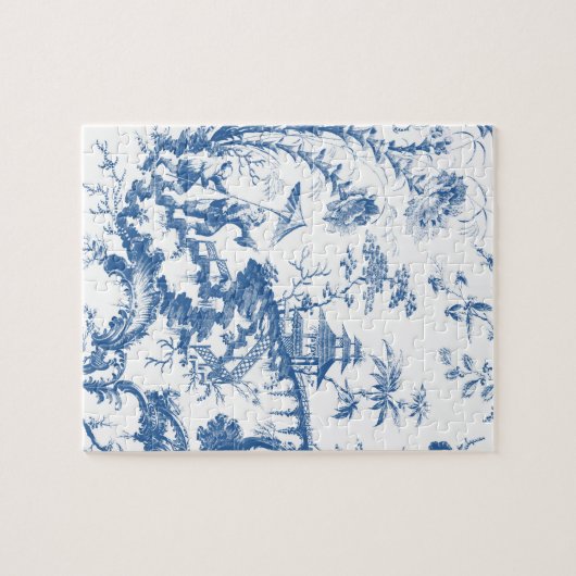 Blauwe en Witte Pagoda Chinoiserie Legpuzzel (Horizontaal)
