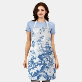 Blauwe en Witte Pagoda Chinoiserie Schort (Gedragen)