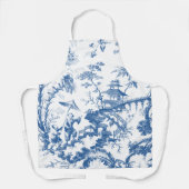 Blauwe en Witte Pagoda Chinoiserie Schort (Voorkant)