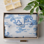 Blauwe en witte Pagoda Chinoiserie Tissuepapier (Geschenk)