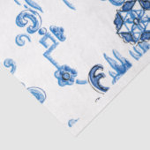 Blauwe en witte Pagoda Chinoiserie Tissuepapier (Detail)