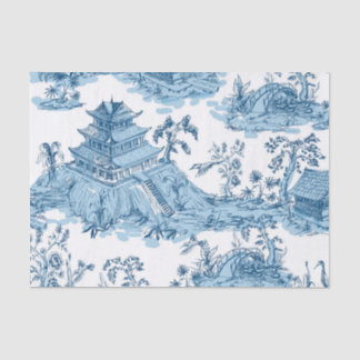  Blauwe en Witte Pagoda Chinoiserie Tissuepapier