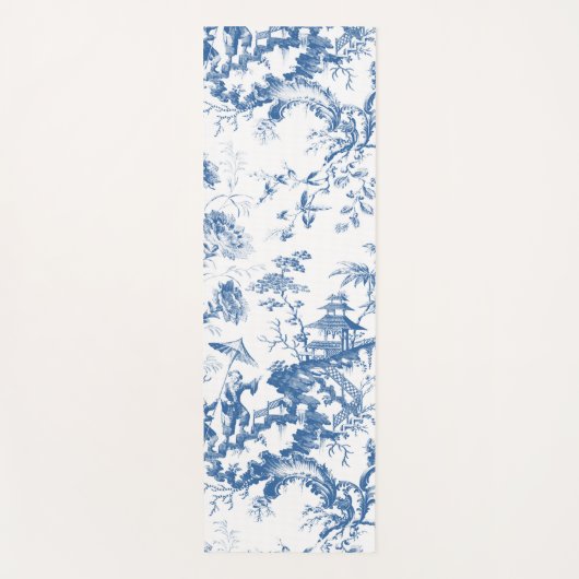  Blauwe en Witte Pagoda Chinoiserie Yogamat (Voorkant)