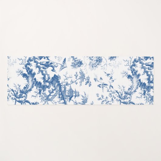  Blauwe en Witte Pagoda Chinoiserie Yogamat (Voorkant (horizontaal))