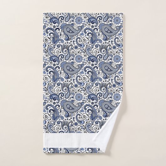 Blauwe en witte paisley bad handdoek (Handdoek)