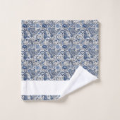 Blauwe en witte paisley bad handdoek (Wasdoekje)