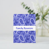 Blauwe en witte Paisley nodigt elke keer uit Kaart (Staand voorkant)