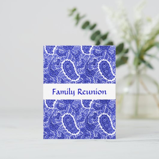 Blauwe en witte Paisley nodigt elke keer uit Kaart (Staand voorkant)