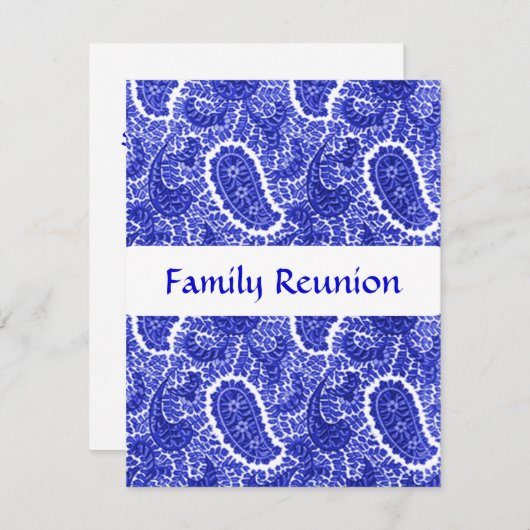 Blauwe en witte Paisley nodigt elke keer uit Kaart (Voorkant / Achterkant)