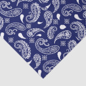 Blauwe en witte paisley tissuepapier (Detail)