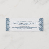 Blauwe en witte  Paisley Wedding Planner Mini Visitekaartje (Achterkant)