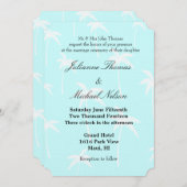 Blauwe en witte palmbomen bruiloft kaart (Voorkant / Achterkant)