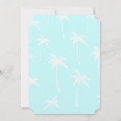 Blauwe en witte palmbomen bruiloft kaart (Achterkant)