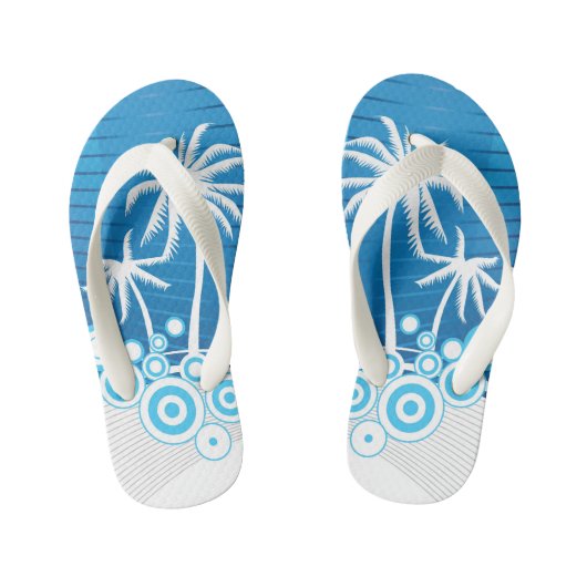 Blauwe en witte palmbomen - Teenslippers van Kind (Voetbed)