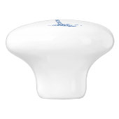 Blauwe en witte palmboom keramische knop (Zijkant)