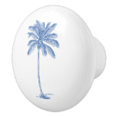 Blauwe en witte palmboom keramische knop (Rechts)