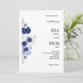 Blauwe en witte papaverbloem kaart (Staand voorkant)