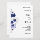 Blauwe en witte papaverbloem kaart (Voorkant / Achterkant)