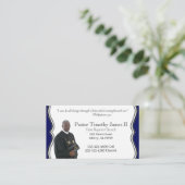 Blauwe en witte pastor of deacon visitekaartje (Staand voorkant)