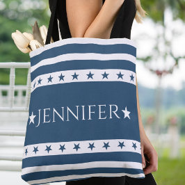 Blauwe en witte patriottische sterren en stripes,  tote bag