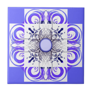 Blauwe en witte patroontegels tegeltje