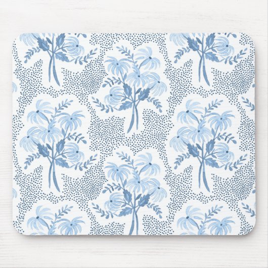 blauwe en witte Pearl's Bouquet Muismat (Voorkant)